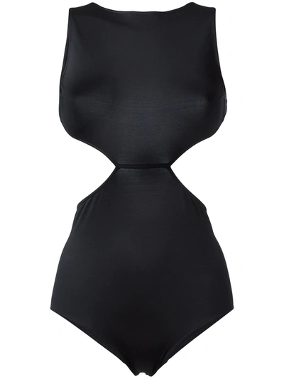 Rick Owens One Piece Babel Notched Swimsuit In Black
