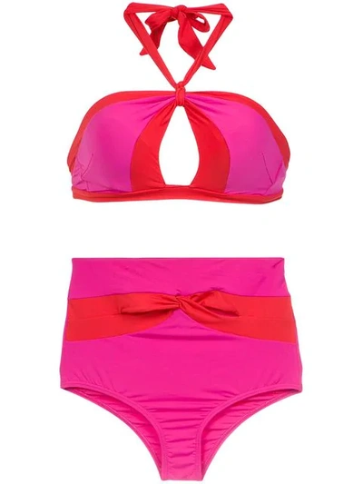 Amir Slama High Waist Bikini Set In Pink