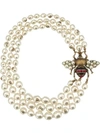 GUCCI GLASS PEARL NECKLACE WITH BEE