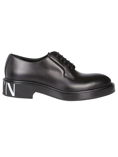Valentino Garavani Vltn Logo-print Leather Derby Shoes In Black