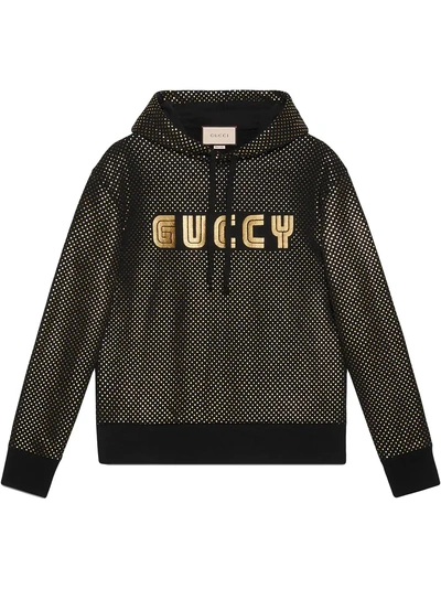 Gucci Star-print Hooded Cotton Sweatshirt In Black