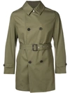 MACKINTOSH MACKINTOSH KHAKI COTTON STORM SYSTEM SHORT TRENCH COAT - 绿色