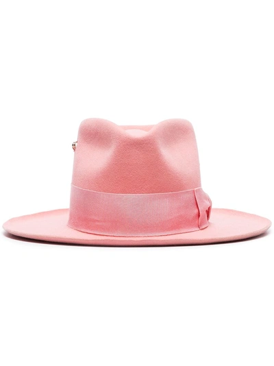 Nick Fouquet Pink Oasis Zain Beaver Fur Fedora Hat