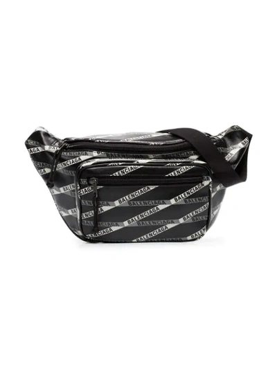 Balenciaga Black Explorer Logo Leather Belt Bag