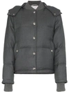 THOM BROWNE HOODED BUTTON UP PUFFER JACKET