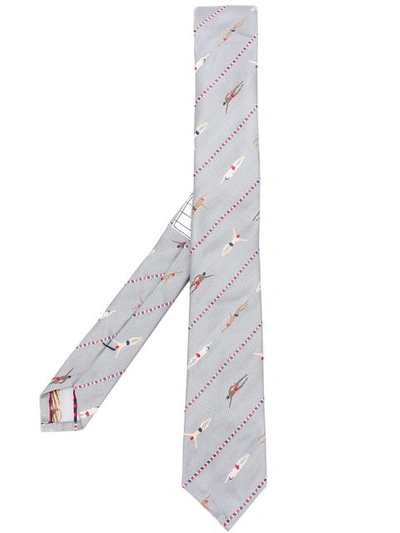 Thom Browne Patterned Silk-jacquard Tie In Grey