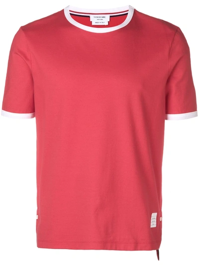 Thom Browne Medium-weight Jersey Ringer Tee In Red