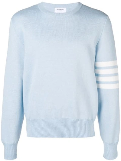 Thom Browne Milano Stitch Knit Cotton Crew Sweater In Blue