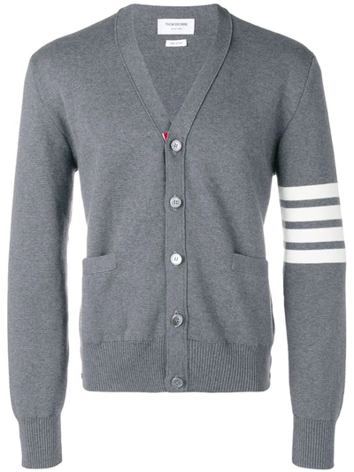 Thom Browne 4-bar Milano Stitch Cardigan In Grey