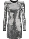 Dsquared2 Long Sleeve Sequined Dress In Silver