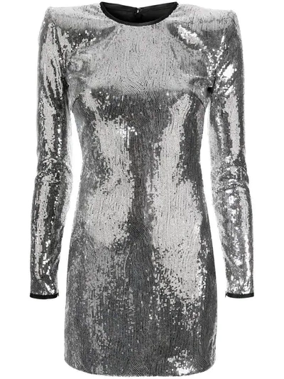Dsquared2 Long Sleeve Sequined Dress In Silver