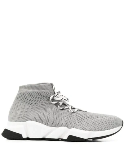 Balenciaga Men's Speed Lace-up Mesh Trainers, Grey In Grey