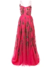 CAROLINA HERRERA CAROLINA HERRERA 花卉刺绣薄纱礼服 - 粉色