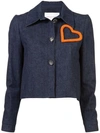 CAROLINA HERRERA HEART EMBELLISHED DENIM JACKET