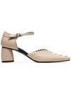 REIKE NEN NEUTRAL 60 ANKLE STRAP WHIPSTITCHED LEATHER PUMPS