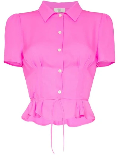 Maryam Nassir Zadeh Silk Button Down Tie Back Blouse In Pink