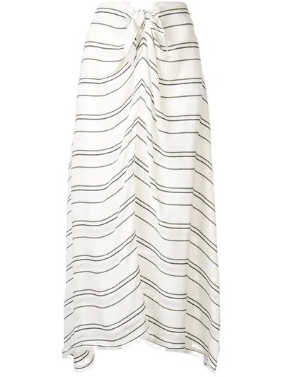 Proenza Schouler Crepe Stripe Tied Skirt In White