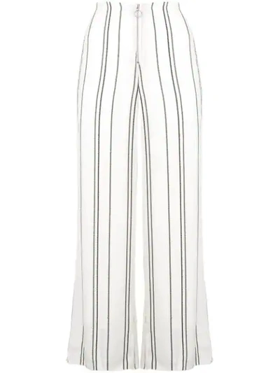 Proenza Schouler Crepe Striped Flare-leg Trousers In White
