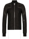 RICK OWENS LEATHER EMBROIDERED DETAIL BOMBER JACKET