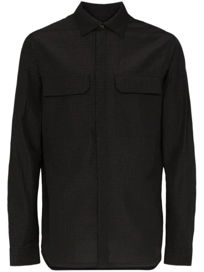 Rick Owens Textured Wool Flap Pocket Shirt In Black