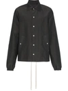 Rick Owens Buttoned Silk Cotton Blend Jacket In Grey