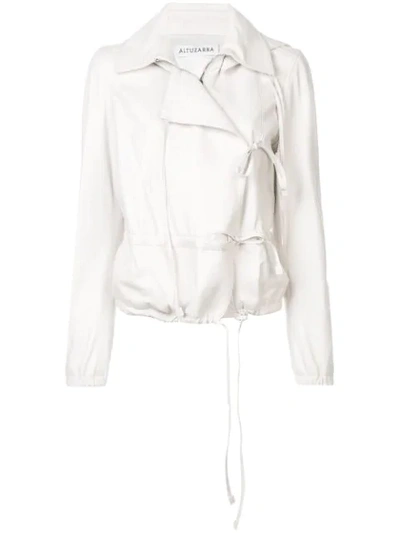 Altuzarra Livila Hooded Drawstring-waist Calf Leather Jacket In White