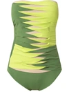 Amir Slama Sleeveless Printed Swimsuit In Green