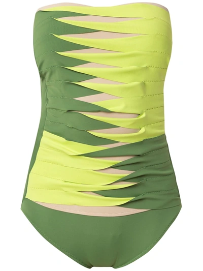 Amir Slama Sleeveless Printed Swimsuit In Green