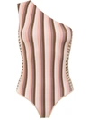 Amir Slama One Shoulder Swimsuit In Brown