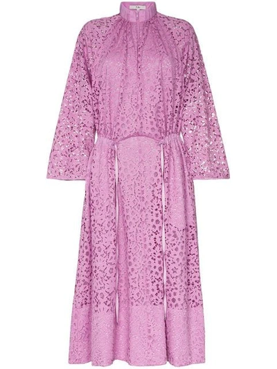 Tibi Lace Drawstring Midi Dress In Pink | ModeSens