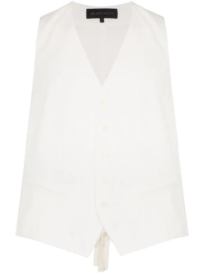 Ann Demeulemeester Short-sleeved Cotton Button-down Waistcoat Shirt In White