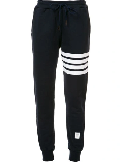 Thom Browne Intarsia Stripes Cotton Sweatpants In Blue
