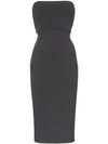 Rick Owens Strapless Fitted Cotton Blend Dress In Blue