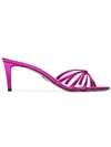 PRADA FUCHSIA 65 METALLIC LEATHER SANDALS