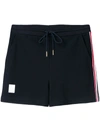 THOM BROWNE STRIPE-DETAIL PIQUÉ-WEAVE SHORTS