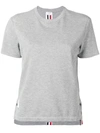 Thom Browne Light Grey Classic Cotton Pique Relaxed Fit Center Back Stripe Short Sleeve Tee In Grey