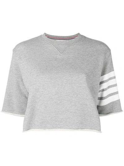 Thom Browne 4 条纹饰高腰 T 恤 In Grey