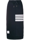 Thom Browne 4-bar Stripes Drawstring Skirt In Blue
