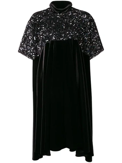 Talbot Runhof Asymmetric Hem Sequined Dress In Black