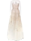 OSCAR DE LA RENTA PETAL EMBROIDERED TULLE GOWN