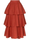 JOHANNA ORTIZ EXOTIC DESTINATION TIERED LINEN SKIRT