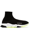 Balenciaga Speed Sock Sneakers In Black / White / Neon