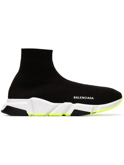 Balenciaga Speed Sock Sneakers In Black / White / Neon