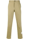 THOM BROWNE THOM BROWNE CAMEL LOGO PATCH COTTON CHINO TROUSERS