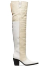 GANNI WHITE NADINE 70 LEATHER THIGH HIGH BOOTS