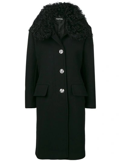 Tom Ford Fur Collared Coat In Black