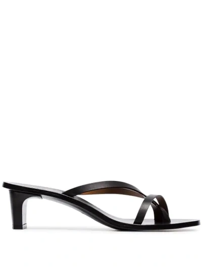 Atp Atelier Black Toma 45 Leather Strappy Mules