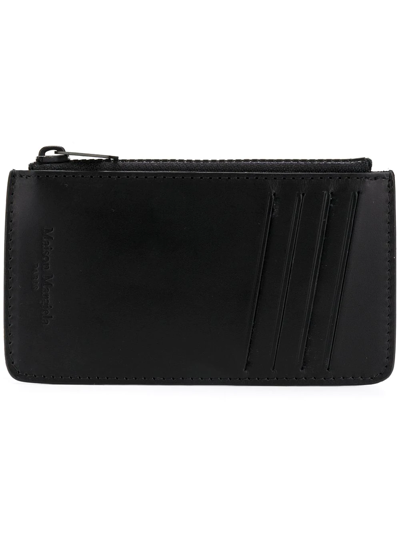 Maison Margiela Leather Wallet W/zip Pocket In Black