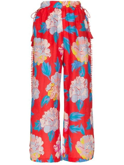 A Peace Treaty Talla Floral Print Trousers In Red