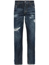 DOLCE & GABBANA CROPPED DISTRESSED SLIM TICKER JEANS